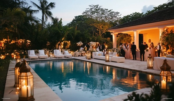 Beautiful destination wedding setup at Krisala Della Racecourse Township with scenic outdoor views