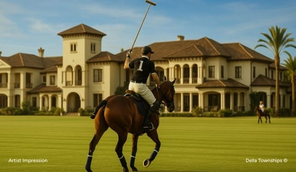 Horse racing track with grandstands and spectators at a racecourse on a sunny day – Racecourse